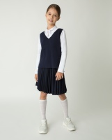 Жилет темно-синий трикотажный Gulliver, школьная форма для девочек  фото, kupilegko.ru